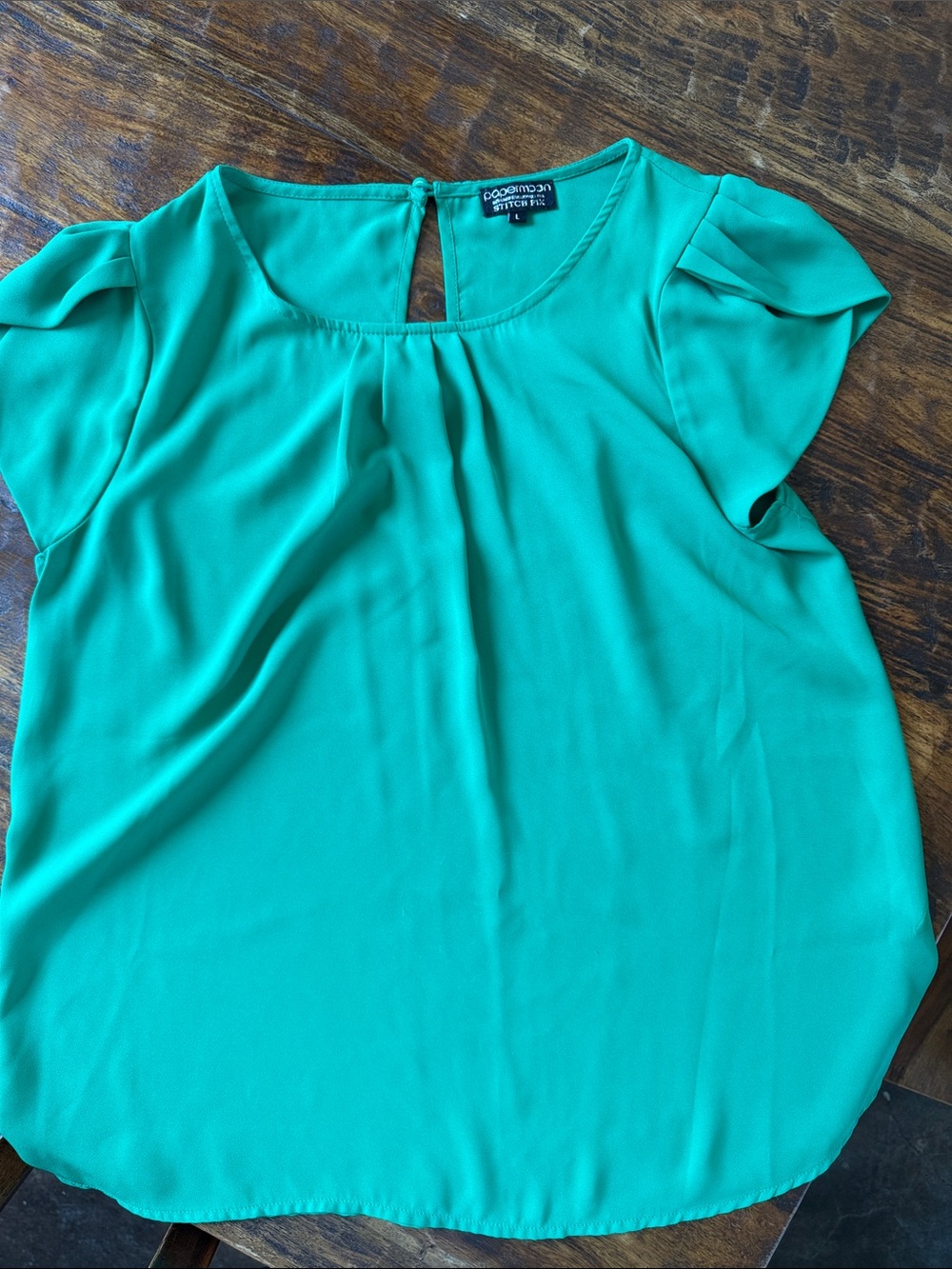 Papermoon Green Short Flutter Sleeve Blouse